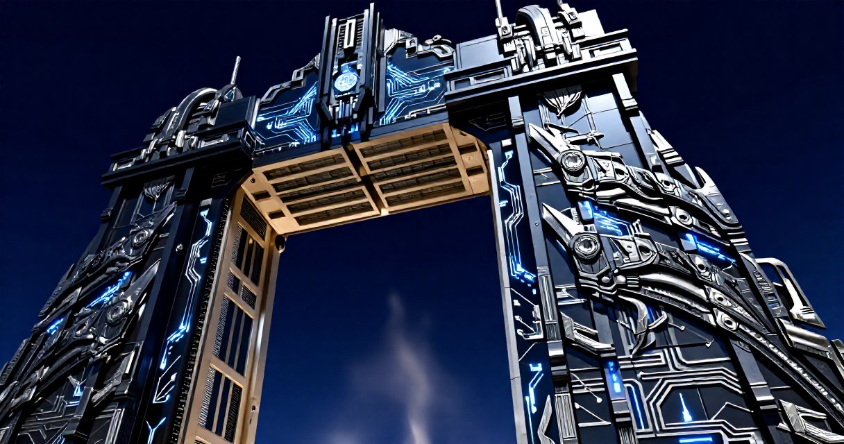 Glowing blue gateways representing ICP regulatory access in China